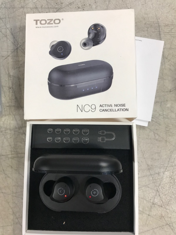 Photo 2 of TOZO NC9 Hybrid Active Noise Cancelling Wireless Earbuds, in Ear Headphones IPX6 Waterproof Bluetooth 5.3 Stereo Earphones, Immersive Sound Premium Deep Bass Headset Matte Black