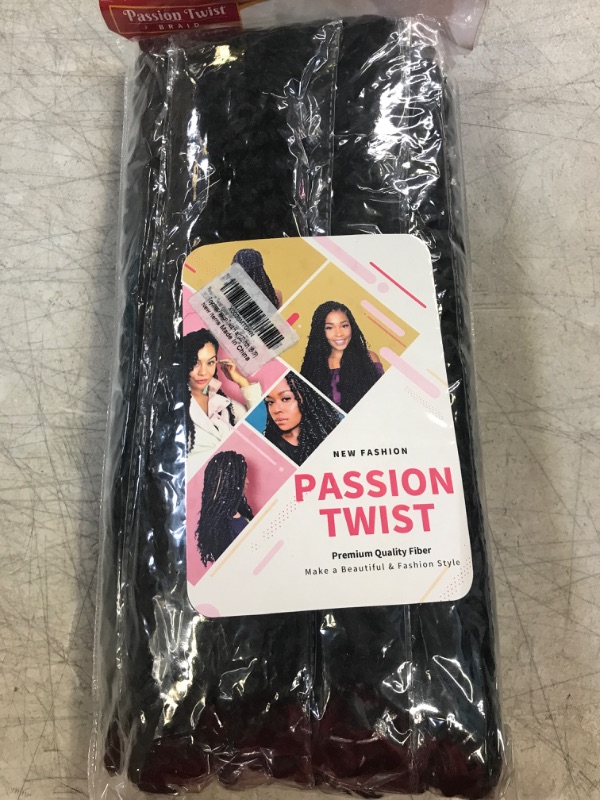 Photo 2 of  22 Inch Passion Twist Hair Pre-twisted 8 Packs Long Pre-looped Crochet Passion Twist Crochet Hair Long Braids (8Packs, 1B/Natural Black)