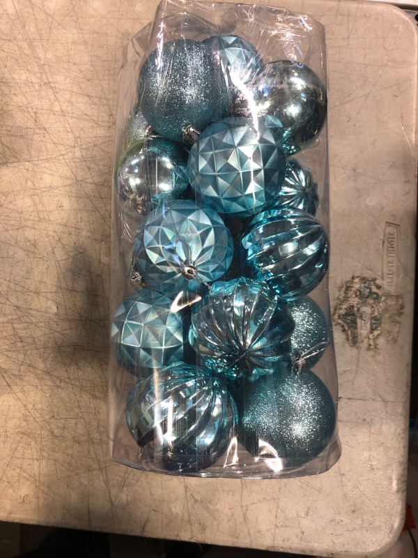 Photo 2 of 20ct Christmas Ball Ornaments Shatterproof Christmas Hanging Tree Decorative Balls for Party Holiday Wedding Decor Babyblue, 3.15",80mm Baby Blue 3.15 in