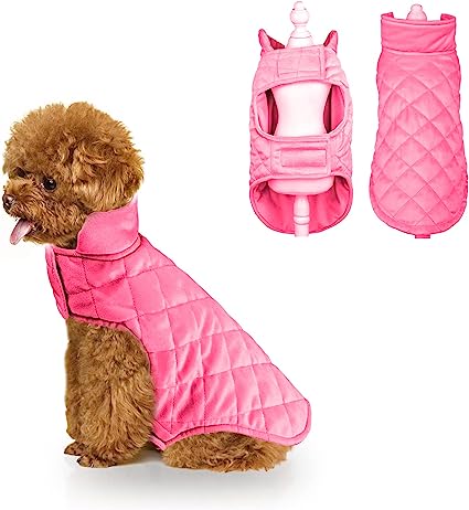 Photo 1 of Cnarery Dog Fleece Vest, Puppy Dog Turtleneck Winter Sweaters Coat Dog Clothes Pet Dog Cold Weather Coats Snow Jacket Vest for Small Medium Dogs(Fuchsia) SIZE M
