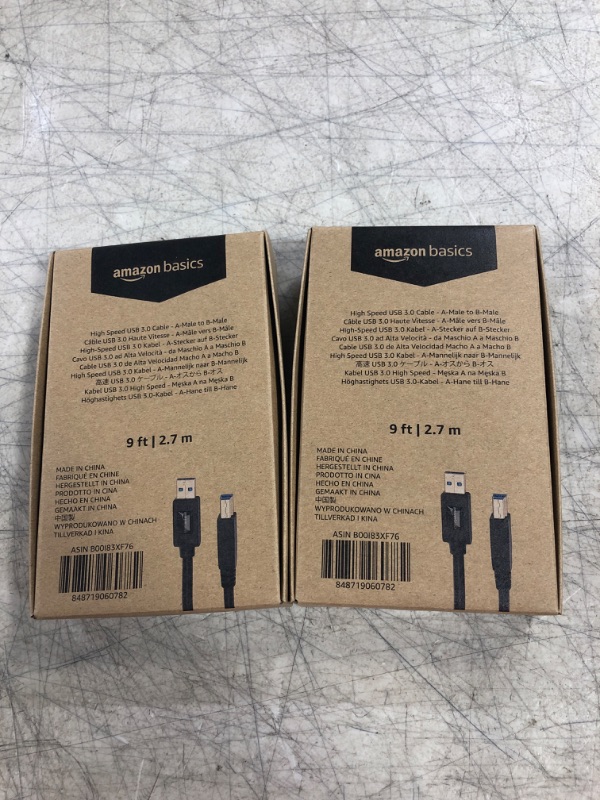 Photo 1 of Amazon Basics High Speed USB 3.0 Cable - A-Male to B-Male - 9 Feet (2.7 Meters) 9 Feet 1-Pack Standard Packaging
pack of 2 