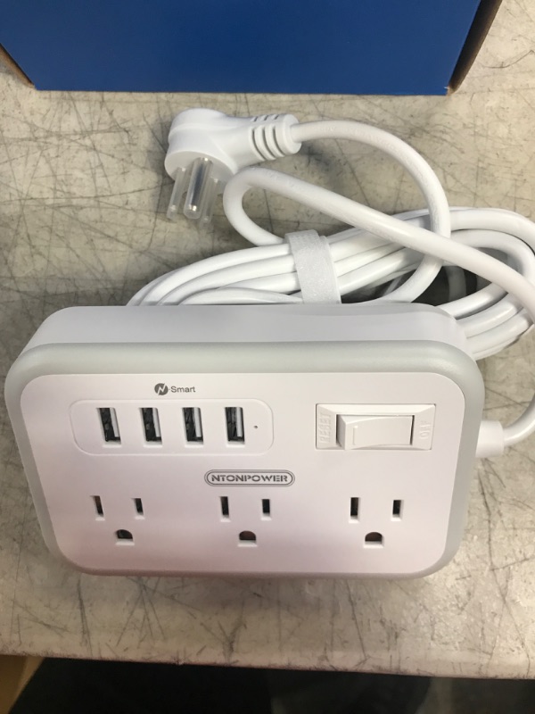 Photo 1 of Extension Cord 15 ft, NTONPOWER Flat Plug Power Strip with 6 Widely Outlets 4 USB Ports, 2-Side Outlet Extender Long Cord, Mounted, Multiple Outlet for Indoor Home Office and Dorm Room Essentials