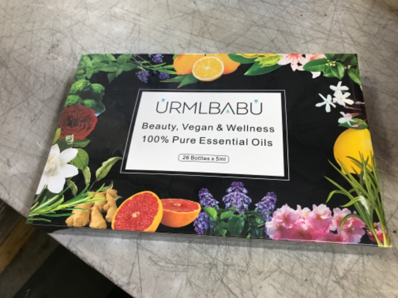 Photo 2 of Essential Oil Set 26x5ml - URMLBABU Premium Essential Fragrance Oils Gift Set for Massage, Bath, Hair Care, Yoga, Diffuser, Humidifier & DIY Candles, Soap