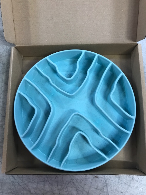 Photo 2 of 8 Inch Slow Feeder Bowl,Dog Slow Feeder Bowl,Dog Bowl,Cat Bowls, Anti Gulping Healthy Eating, Slow Feeder Pet Bowl,Slow Eating Healthy Design for Small Medium Size Dogs & Cats Cyan