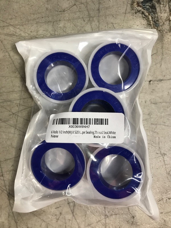 Photo 1 of 6 Rolls 1/2 Inch(W) X 520 Inches(L) Teflon Tape,for Plumbers Tape,Plumbing Tape,PTFE Tape,Thread Tape,Plumber Tape for Shower Head,Pipe Sealing,Thread Seal,White