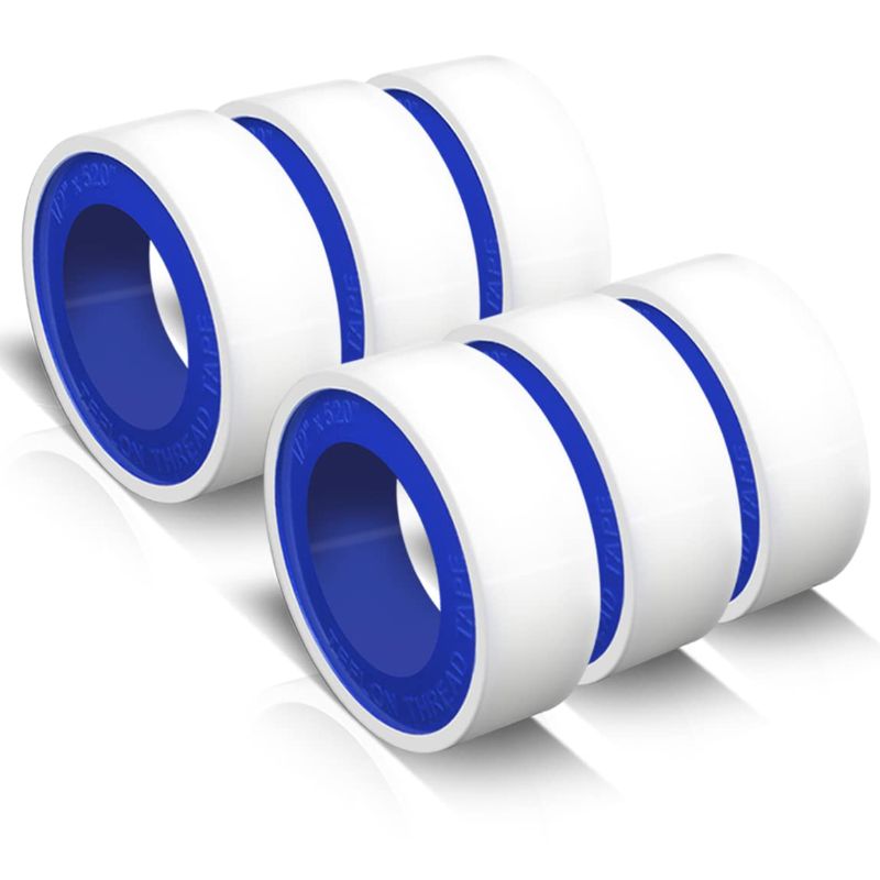Photo 1 of 6 Rolls 1/2 Inch(W) X 520 Inches(L) Teflon Tape,for Plumbers Tape,Plumbing Tape,PTFE Tape,Thread Tape,Plumber Tape for Shower Head,Pipe Sealing,Thread Seal,White