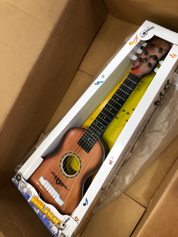 Photo 2 of Liberty Imports Happy Tune 6 String Acoustic Guitar Kids Toy - Vibrant Sounds and Realistic Strings - Beginner Practice Musical Instrument (Walnut)