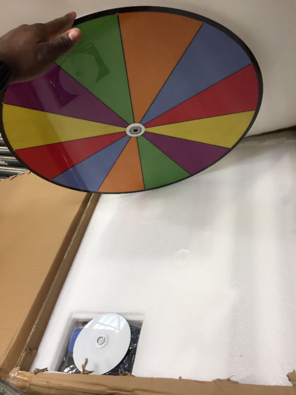 Photo 2 of 24 Inch Spinning Wheel, 12 Slots Color Prize Wheel with Gooseneck Tray, Dry Erase Marker & Eraser, Heavy Duty Spin Wheel for Tabletop or Floor, Roulette Wheel of Fortune for Carnival Game, Trade Show Colors 24inch