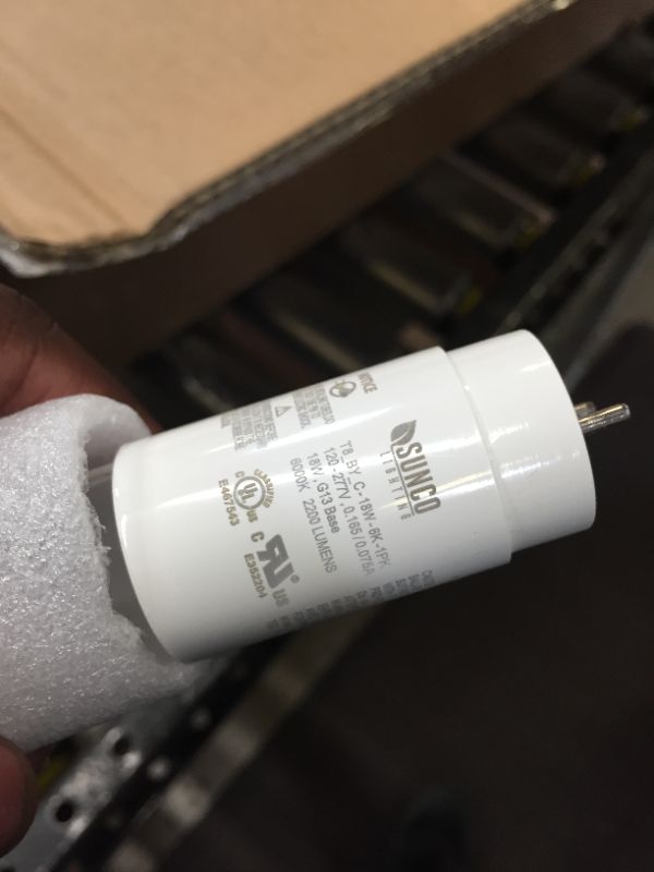 Photo 1 of Sunco 30 Pack T8 LED 4FT Tube Light Bulb Ballast Bypass Fluorescent Replacement, 6000K Daylight Deluxe, 18W, Clear Cover, Retrofit, Single Ended Power