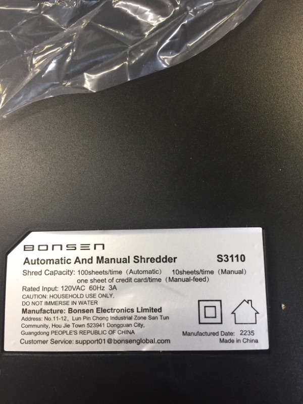 Photo 3 of BONSEN 100-Sheet Auto Feed Paper Shredder High Security Micro Cut Shredders for Home Office Use/ 30 Minutes/ Security Level P-4,6-Gallon Bin (S3110) 100-Sheet Autofeed