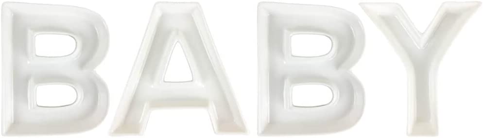 Photo 1 of 5.5-Inch White Ceramic Letter Dish Set (BABY)