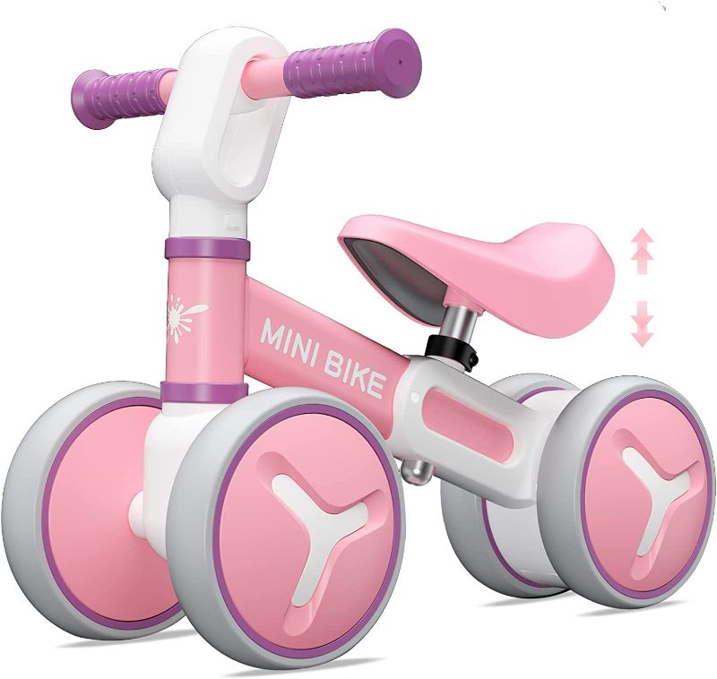 Photo 1 of Baby Balance Bike for 1 Year Old Boys Girls, 12-36 Months Riding Toys Toddler Bike with Adjustable Seat, No Pedal Infant 4 Wheels Bicycle, Baby's First Bike First Birthday Gift Christmas
