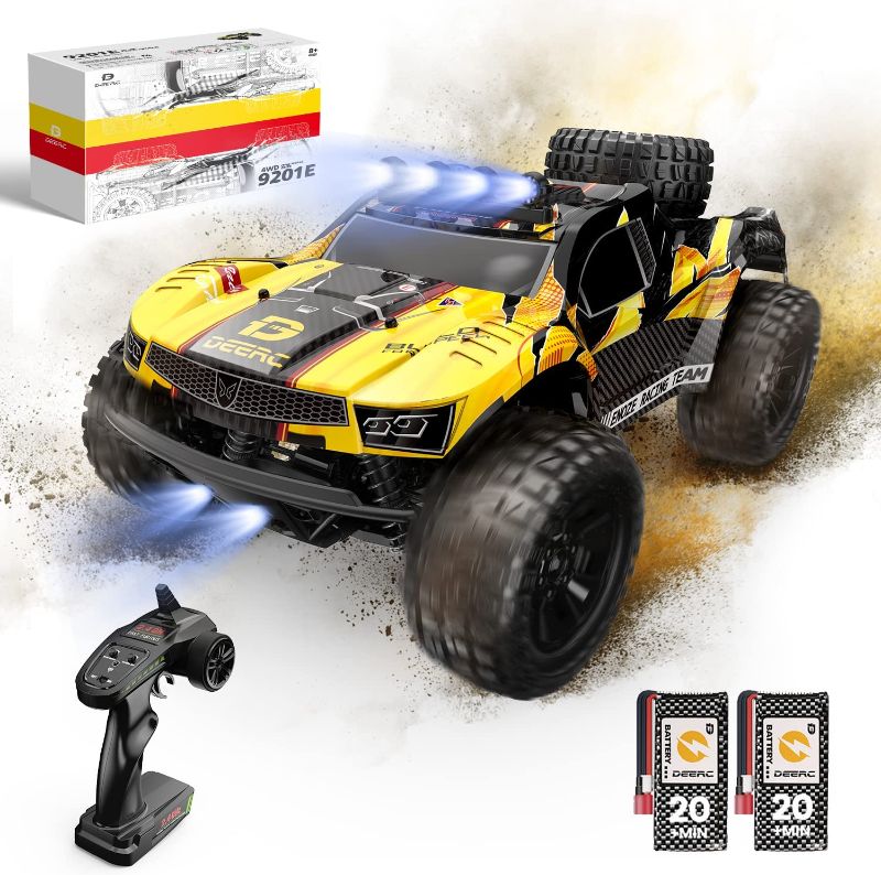 Photo 1 of DEERC 9201E 1:10 Large Remote Control Truck with Lights, Fast Short Course RC Car, 48 km/h 4x4 Off-Road Hobby Grade Toy Monster Crawler Electric Vehicle with 2 Rechargeable Batteries for Adult Kid Boy
