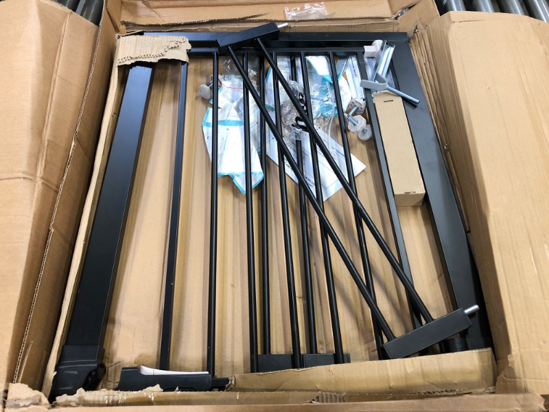 Photo 1 of OTTOLIVES Metal Baby Gate Pet Gate 2.7 Inches Gate Extensions for Stairs & Doorways Baby Gate with a Anti-Collision Slot (Black)
