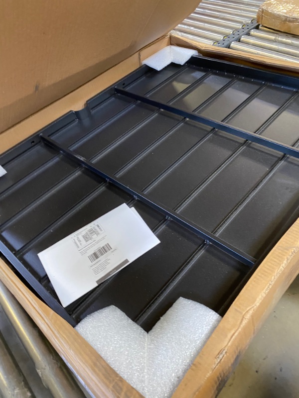 Photo 1 of PHI VILLA Metal Patio Dining Table Steel Rectangular Outdoor Table, Weather-Resistant Table with 1.9" Umbrella Hole for Lawn Backyard Garden, Black