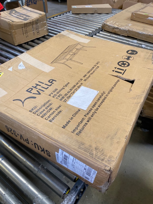 Photo 1 of PHI VILLA Metal Patio Dining Table Steel Rectangular Outdoor Table, Weather-Resistant Table with 1.9" Umbrella Hole for Lawn Backyard Garden, Black