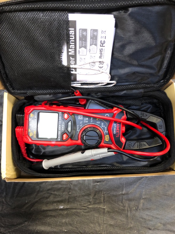 Photo 3 of KAIWEETS HT206D Digital Clamp Meter T-RMS 6000 Counts, Multimeter Voltage Tester Auto-ranging, Measures Current Voltage Temperature Capacitance Resistance Diodes Continuity Duty-Cycle (AC/DC Current) 6000 Counts AC/DC Current