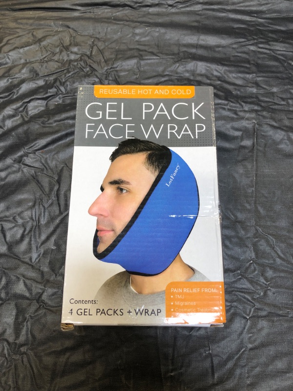 Photo 2 of LotFancy Face Ice Pack Wrap for TMJ, Wisdom Teeth, with 4 Reusable Hot Cold Therapy Gel Packs, Pain Relief for Chin, Head, Oral and Facial Surgery, Dental Implants, Blue