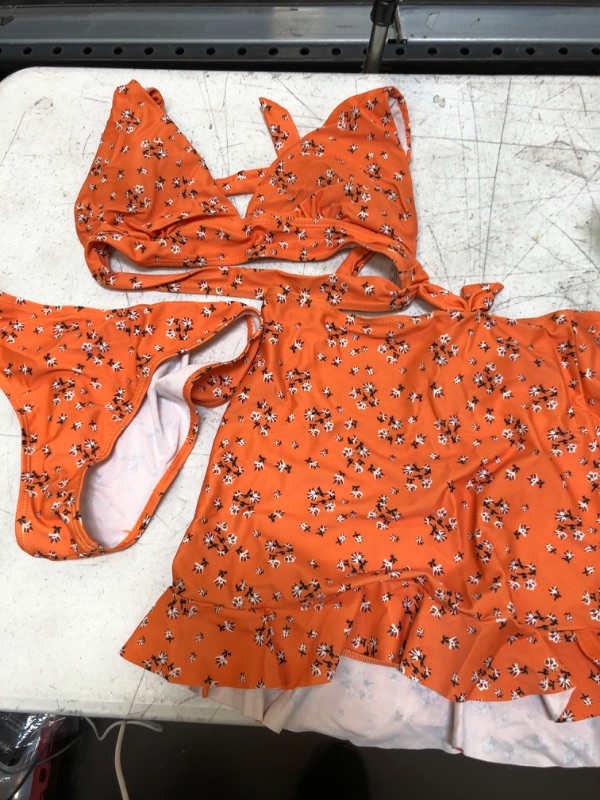 Photo 1 of 3 PIECE ORANGE SWIMSUIT SIZE S