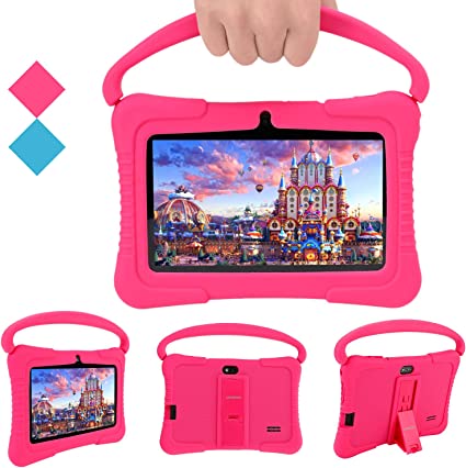 Photo 1 of Veidoo Kids Tablet, 7 inch Android Tablet PC, 1GB RAM 16GB ROM, Safety Eye Protection Screen, WiFi, Bluetooth, Dual Camera, Educational, Games, Parental Control APP, Tablet with Silicone Case(Pink)
