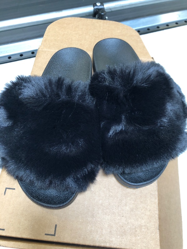 Photo 1 of BLACK SLIPPERS SIZE 9