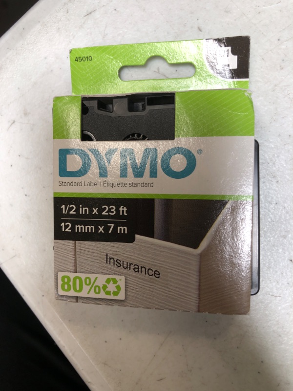 Photo 2 of Dymo D1 High-Performance Polyester Removable Label Tape 1/2-Inch X 23 Ft Black On Clear Dym45010