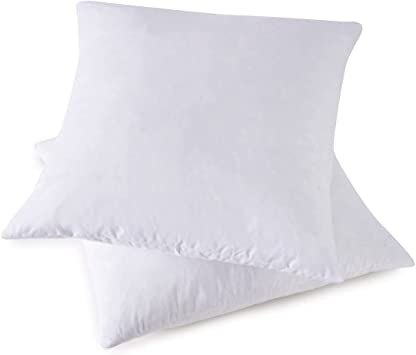 Photo 1 of  Throw Pillow Inserts, Set of 2 Down Feather Pillows Inserts Bed and Couch Pillows Cotton Cover, 18x18 Inches
