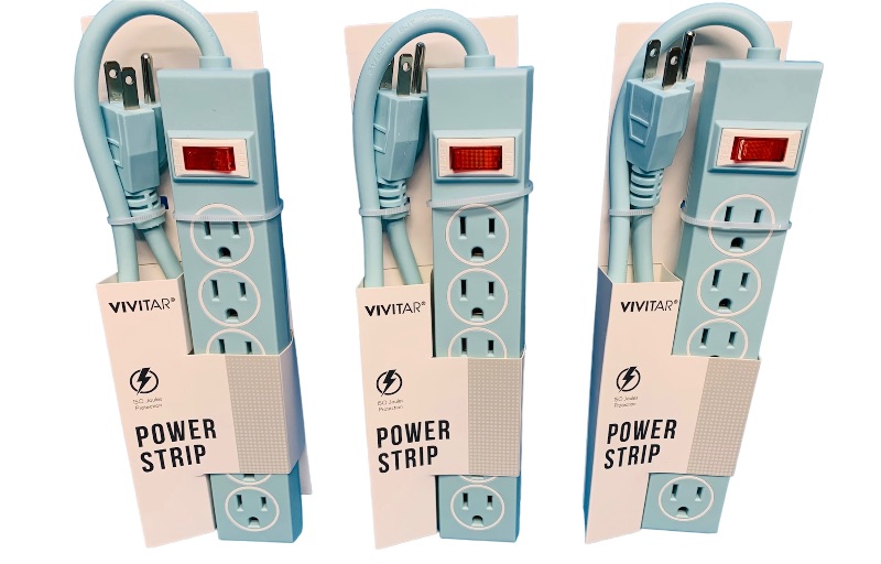 Photo 1 of 222762… 3 vivitar power strips with heavy duty cords and grounded plugs 