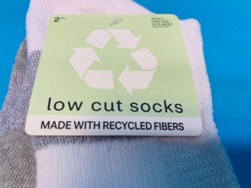 Photo 1 of 222968…  6 pairs of adult one size fits most low cut socks made with recycled fibers