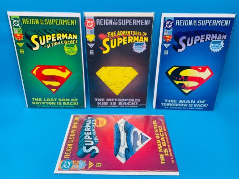 Photo 1 of 223013… 4 Superman comics in plastic sleeves 