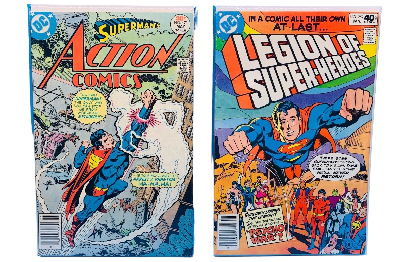 Photo 1 of 223051…1st appearance of Faora HU-UL $.30 comic and Superboy leaves Legion $.40 comic in plastic sleeves 