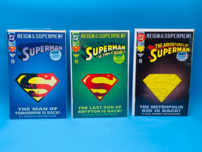 Photo 1 of 223528…3 Superman  comics in plastic sleeves 