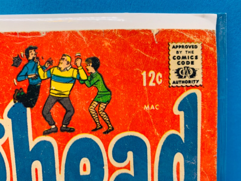 Photo 5 of 223549…condition issues- vintage $.12 and $.15 Jughead comics in plastic sleeves- bends, stains, creases 