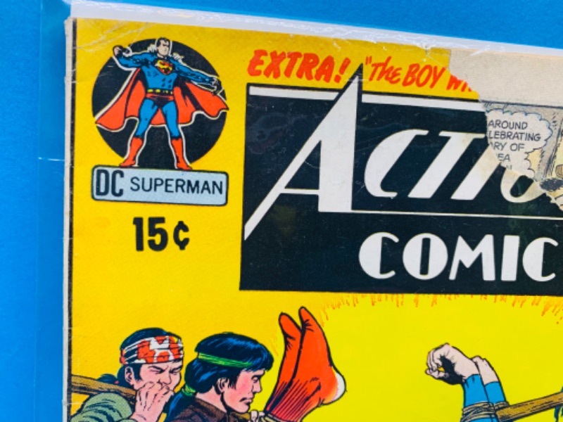 Photo 2 of 223552…vintage $.15 Action Comics-tear on front in plastic sleeve 