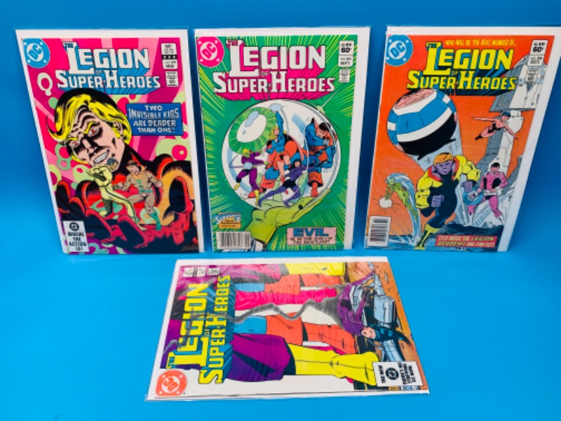 Photo 1 of 223581…4 vintage $.60 legion of super heroes  comics in plastic sleeves 