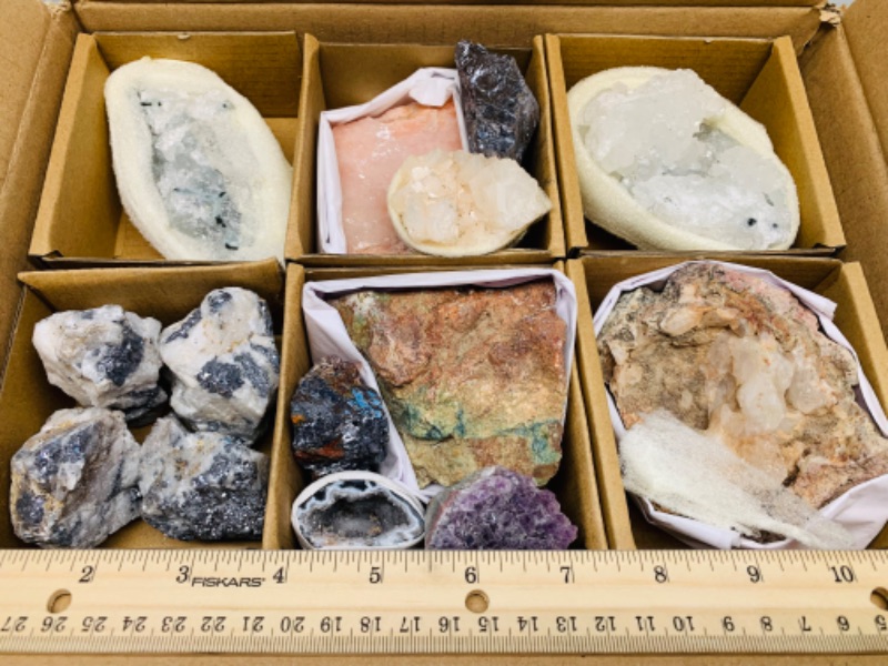 Photo 1 of 223592…box of collectible geodes, galinas, stilbite, apophyllite, and more