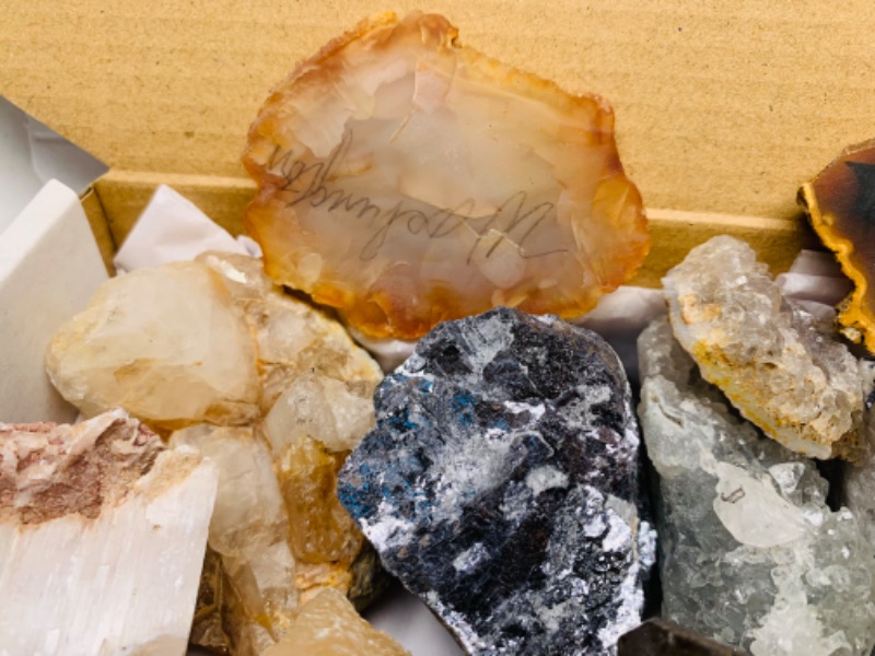 Photo 5 of 223597…box of collectible geodes, galinas, stilbite, agate, quartz and more