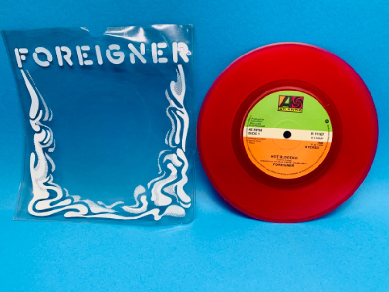 Photo 3 of 223718… Foreigner-Hot Blooded- red vinyl 45 rpm record 