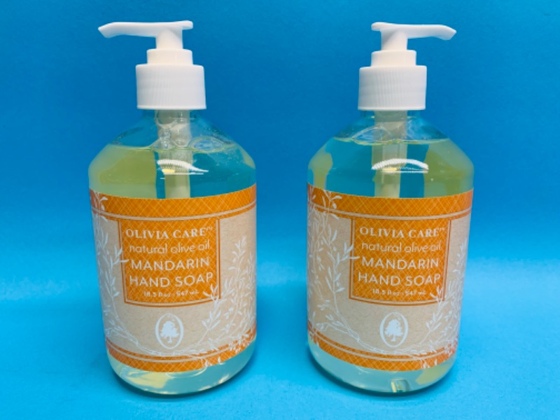Photo 1 of 223758… 2 Olivia Care vegan olive oil and mandarin hand soaps 18.5 oz each