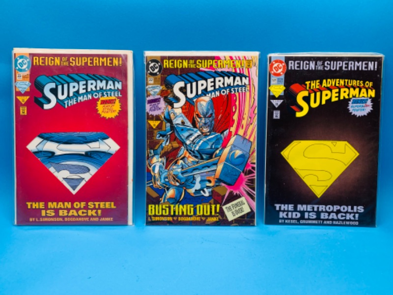 Photo 1 of 223887… 3 Superman comics in plastic sleeves 