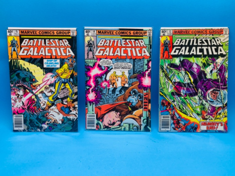 Photo 1 of 223898…3 vintage $.40 battlestar gallactica comics in plastic sleeves 