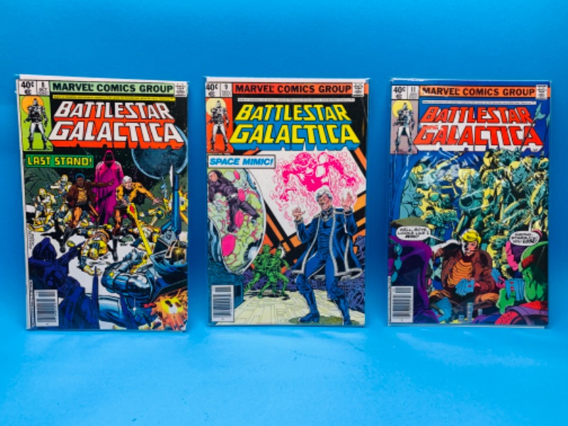 Photo 1 of 223899… 3 vintage $.40 battlestar gallactica comics in plastic sleeves 