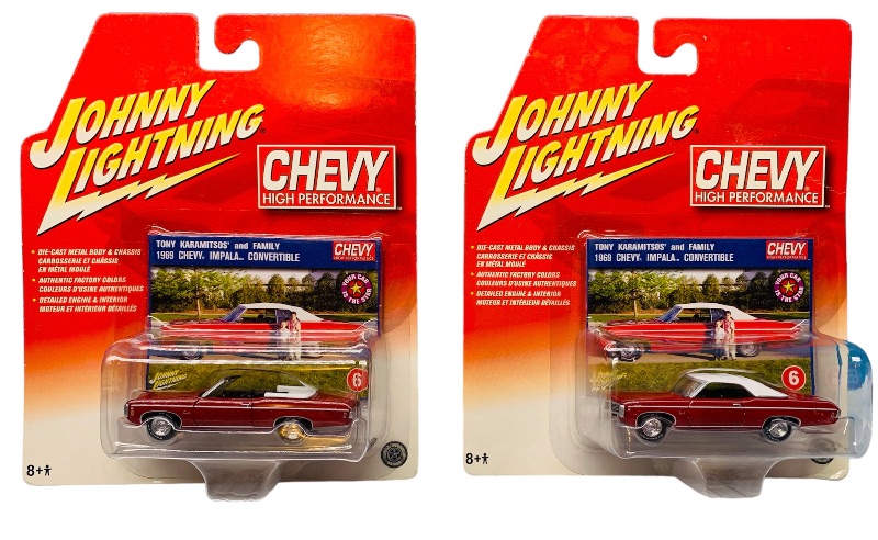 Photo 2 of 223912…2 Johnny Lightning Chevy Impala convertible die cast cars 