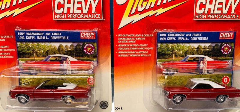 Photo 1 of 223912…2 Johnny Lightning Chevy Impala convertible die cast cars 