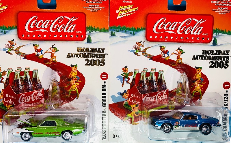 Photo 1 of 223925…2 Coca Cola Johnny lightning 2005 holiday automents die cast car ornaments 