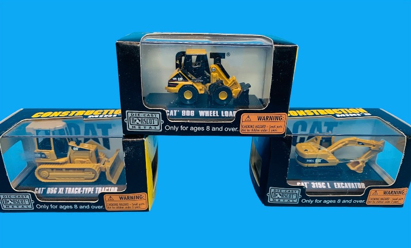 Photo 1 of 223941…3 small die cast construction vehicles in display cases 