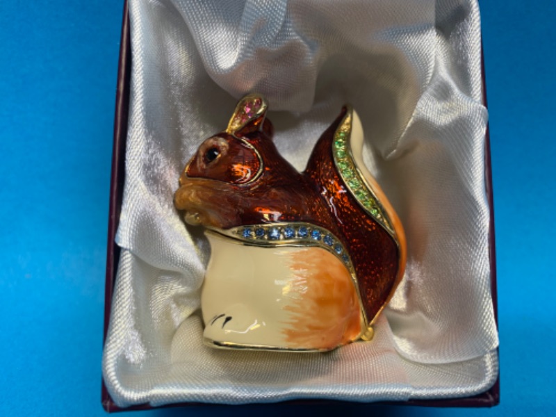 Photo 3 of 224001…2” impulse jeweled and crystal enamel hinged trinket box in satin lined box 