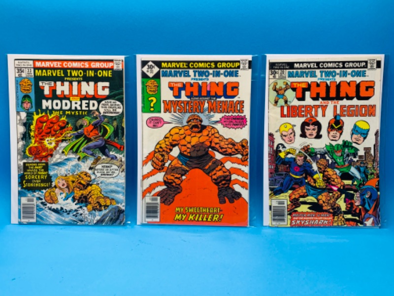 Photo 1 of 224022…3 vintage $.30-.35 the Thing  comics in plastic sleeves 