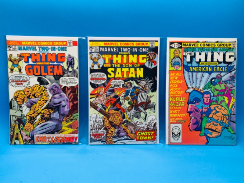 Photo 1 of 224023…3 vintage the thing  comics in plastic sleeves 