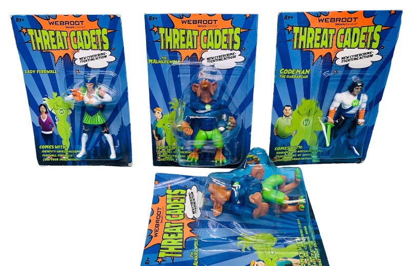 Photo 1 of 224039…4 Webroot Threat Cadets cybercrime fighting action figures 